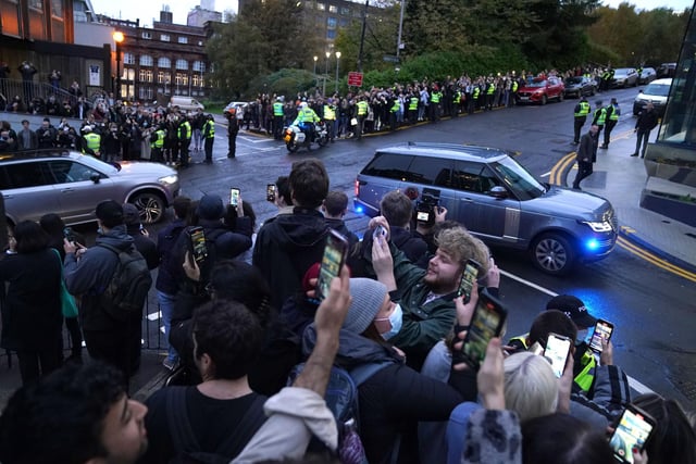 Former US president Barack Obama arrives at the University of Strathclyde in Glasgow during the Cop26 summit.