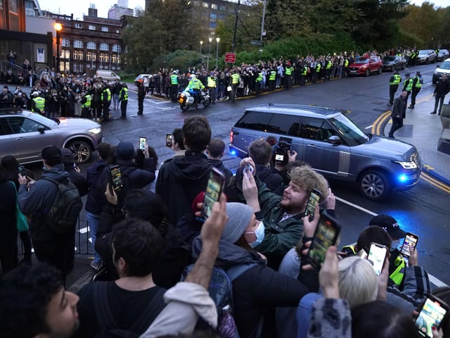 Former US president Barack Obama arrives at the University of Strathclyde in Glasgow during the Cop26 summit.