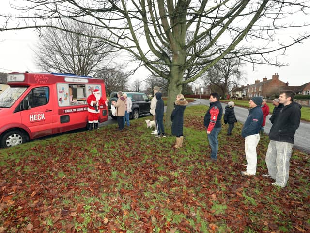 Supporting the community - HECK! ice cream van handing out free sausage and mash cones last Christmas in North Yorkshire. (PIcture contributed)