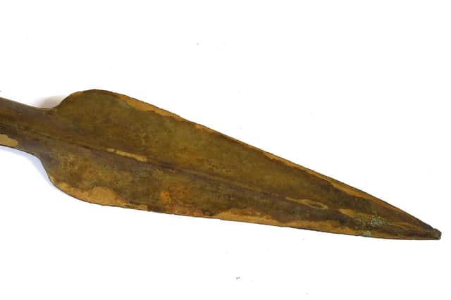 Section of the Middle Bronze Age Complete Spearhead that sold for £1,200 at auction.