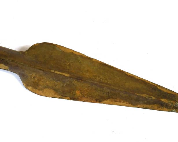 Section of the Middle Bronze Age Complete Spearhead that sold for £1,200 at auction.