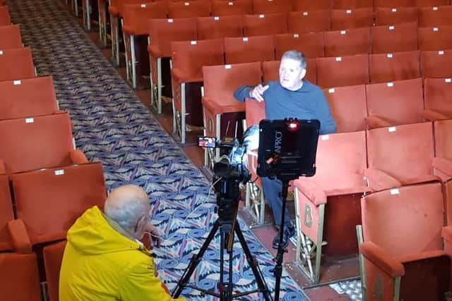 Top Meatloaf tribute singer Peter Young, 67, is interviewed by ITV in the run-up to his Frazer Theatre concert in Knaresborough. (Picture contributed)