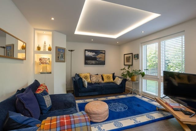 The soft seating area in the open plan arrangement.