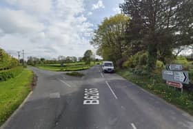 A car failed to stop after a collision at the Y-junction of the B6265 junction with Middycar Ban near Ripon