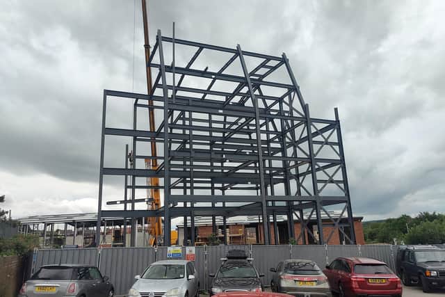 An apartment block that will replace the now-demolished Dunlopillo offices in Pannal is beginning to take shape
