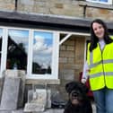 New manager Sam and her beautiful six-year-old Bouvier des Flanders, Bear outside The Nelson Inn in Harrogate.