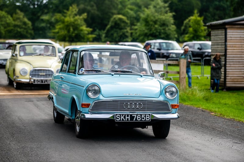 Classic vehicles arriving on site for the start of the show