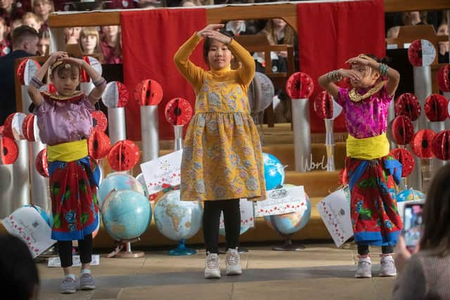 Nepalese dancers from Le Cateau Primary School, Ripon Cathedral.