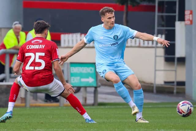 Toby Sims and his Harrogate Town team-mates were beaten 3-0 on the road at Crewe Alexandra on Saturday afternoon. Pictures: Matt Kirkham