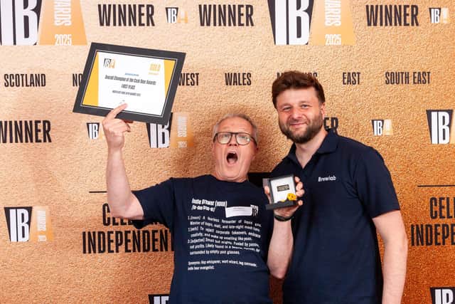 Harrogate winner - A delighted Joe Joyce, left, of Harrogate Brewing Co which won the top two awards at the new Indie Beer Awards. (Picture contributed)