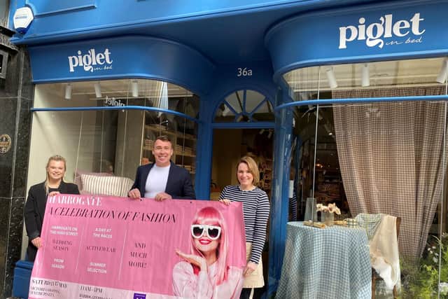 Looking forward to Harrogate Celebration of Fashion - Matthew Chapman and Bethany Allen of Harrogate BID with Terina Daly of Piglet in Bed. (Picture contributed)