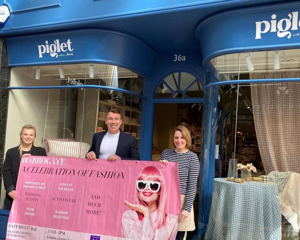 Looking forward to Harrogate Celebration of Fashion - Matthew Chapman and Bethany Allen of Harrogate BID with Terina Daly of Piglet in Bed. (Picture contributed)