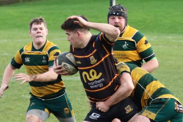 Max Sharp scored Harrogate Pythons' opening try in Saturday's Yorkshire Two mauling of Northallerton. Picture: Submitted