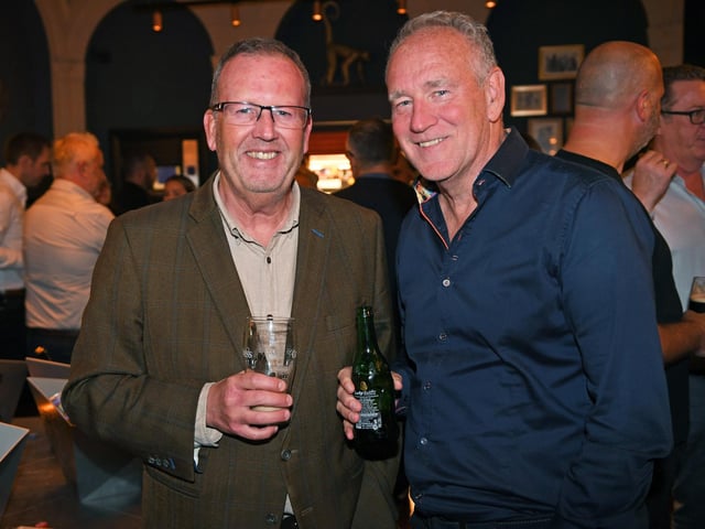 Simon Cotton and Mike Pennington enjoying a celebratory drink at the Pickled Sprout in Harrogate