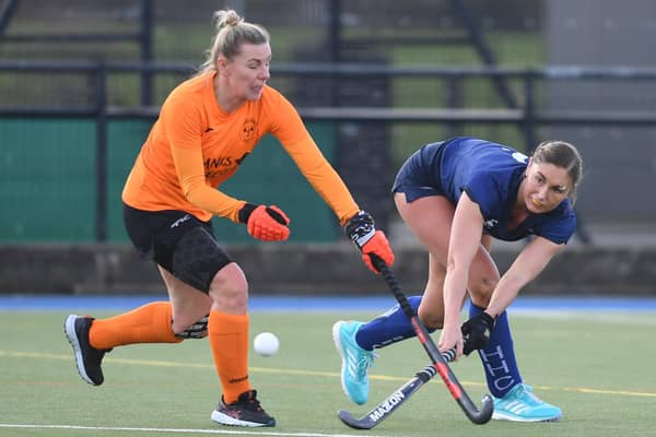 Harriet Evans in action during Harrogate Hockey Club Ladies 1st XI's home draw with Pendle Forest. Pictures: Gerard Binks