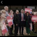 After a historic win by  Harrogate man David Skaith in the mayor elections, he was joined by Labour Party leader Sir Keir Starmer and Shadow Chancellor Rachel Reeves at Northallerton Football Ground. (Picture contributed)
