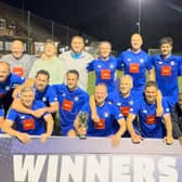 Harrogate Veterans FC celebrate after being crowned West Riding County FA Leeds Division One champions at the end of the 2023/24 season. Pictures: Submitted
