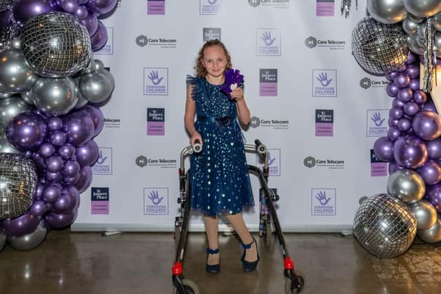 Inspirational Harrogate ten-year-old Emily Caffrey receiving her Yorkshire Children of Courage award. (Picture contributed)