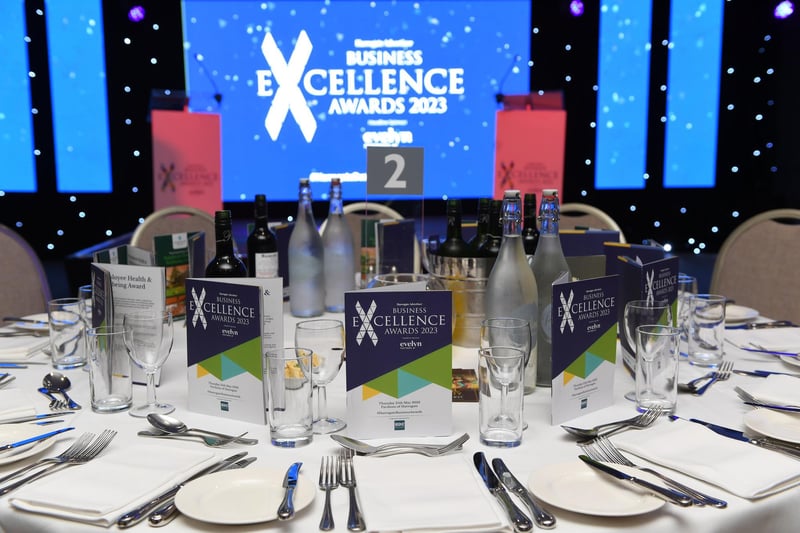 The tables set ahead of a three course meal and the awards ceremony