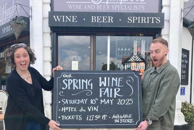 Ready to present this weekend's Spring Wine Fair in Harrogate - Tara, Ake & Humphris  Finance & Marketing, and, Paul, Ake & Humphris  Sales Manager. (Picture contributed)