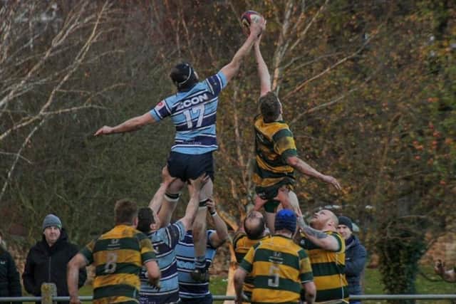 Ripon RUFC secure line-out ball during Saturday's Yorkshire Two encounter.