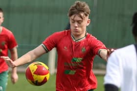 Owen Dunckley was among the Harrogate Railway goal-scorers in Tuesday's NCEL Division One win over Glasshoughton Welfare. Picture: Craig Dinsdale