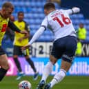 George Thomson in action for Harrogate Town during Saturday's 5-1 FA Cup defeat at Bolton Wanderers. Pictures: Matt Kirkham