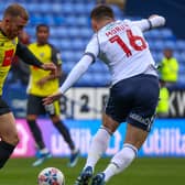 George Thomson in action for Harrogate Town during Saturday's 5-1 FA Cup defeat at Bolton Wanderers. Pictures: Matt Kirkham