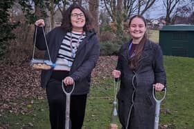 Florence Clarke-Drayson and Megan Hawkswell at the Harrogate College site that is to be transformed into a garden of sanctuary