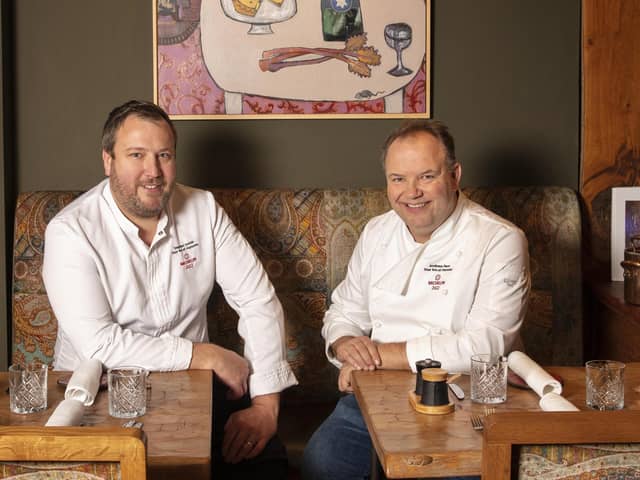 Chef Director Stephen Smith and The Star Inn at Harome owner, Andrew Pern, in the restaurant. Picture credit: John Carey