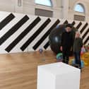 Turner Prize winner Martin Creed in Harrogate with Mercer Gallery’s curator, Karen Southworth.