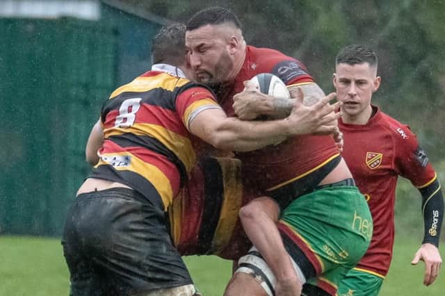 Action from Harrogate RUFC's North One East defeat at Heath RUFC. Picture: Bev Clough