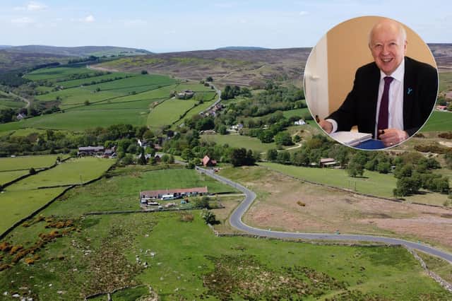 The rural village of Commondale and, inset, Coun Carl Les.