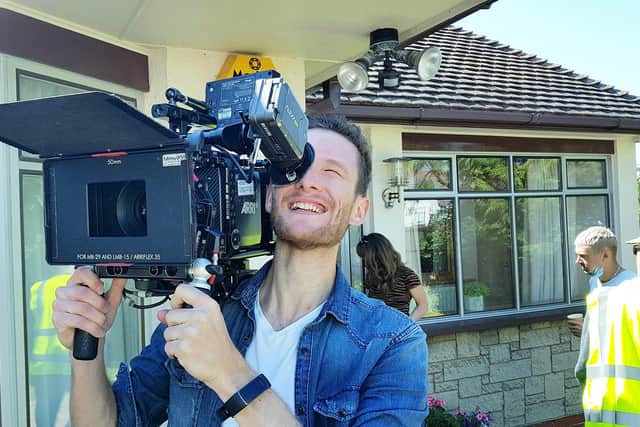 On the set of BBC TV's Casualty - Knaresborough camera man Graham Hebron who spent 200 hours of his own time and money shooting a new film highlighting the plight of refugees. (Picture Graham Hebron)