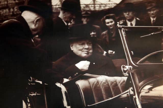 History in the making - Prime Minister Winston Churchill leaving Harrogate railway station by car during his visit in 1944 during the Second World War. (Picture Graham Schofield