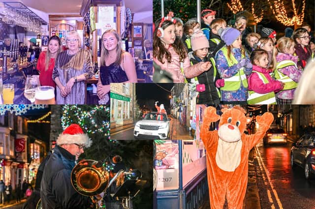 Santa drove a Range Rover as children sang, and shops sparkled on Thursday, 14 December, as Pateley Bridge brought Christmas late night shopping back to town.