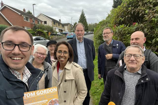 Flashback to Harrogate visit - Munira Wilson MP, Harrogate Lib Dem candidate Tom Gordon, and Liberal Democrat members out speaking to local residents during Munira's visit in October 2023. (Picture contributed)