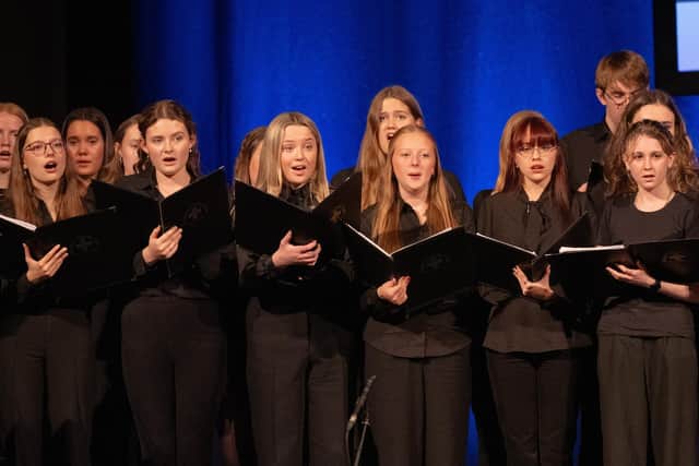 Just some of the talented youngsters in the Gala Concert by the Associated Sixth Form at St. Aidan’s and St John Fisher’s at the Royal Hall in Harrogate. (Picture contributed)