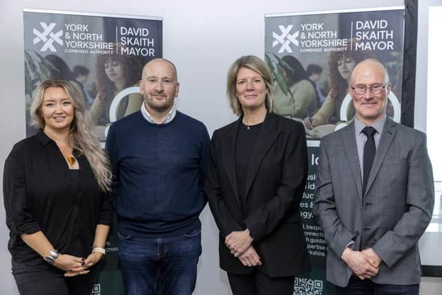Harriet Stainton, York and North Yorkshire Growth Hub Delivery Manager, David Ryden, Head of Business Growth and Innovation at York and North Yorkshire Combined Authority, Nicki Clark, CEO of UMI, and John Frankland, Yorkshire Consulting at the launch of the Great Ideas programme.
