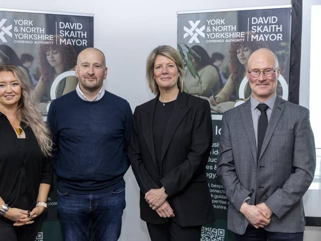Harriet Stainton, York and North Yorkshire Growth Hub Delivery Manager, David Ryden, Head of Business Growth and Innovation at York and North Yorkshire Combined Authority, Nicki Clark, CEO of UMI, and John Frankland, Yorkshire Consulting at the launch of the Great Ideas programme.
