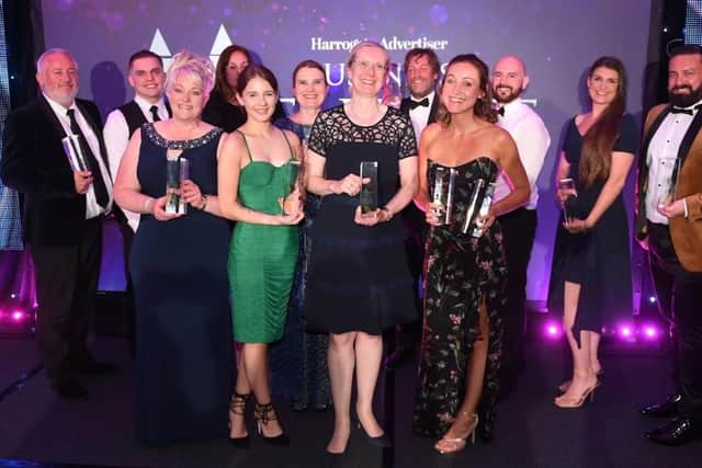 Harrogate Advertiser Business Excellence Awards 2022 winners line up with their awards