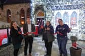 Harrogate’s North Pole Post Office is open: Clemence Roux from Harrogate International Festivals, Harrogate BID Manager Matthew Chapman, The Mayor of Harrogate Coun Victoria Oldham, and Harrogate International Festivals Chief Executive Sharon Canavar.