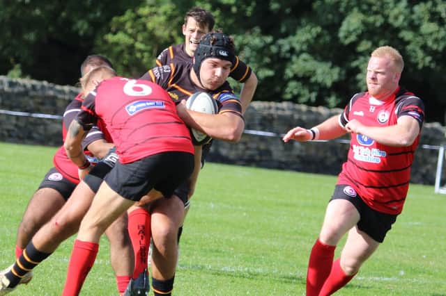 Hugh Tatlow on the charge during Harrogate Pythons' Yorkshire Two clash with Baildon. Picture: Submitted