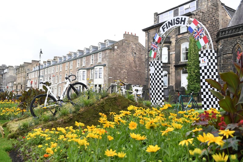 The 'Tour de Europe' display outside West Park Church – celebrating Harrogate’s twinning and connection to the world through road cycling