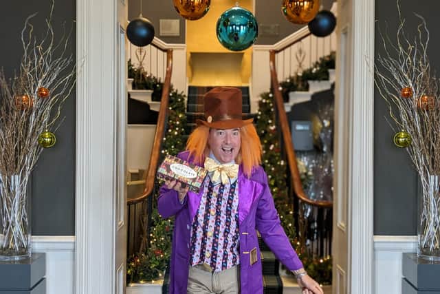 Rudding Park’s managing director Peter Banks dressed as Roald Dahl's iconic character Willy Wonka as the luxury Harrogate hotel’s celebrates the release of the new movie by hiding ten Golden Tickets in Harrogate Chocolate Factory Bars of chocolate. (Picture contributed)