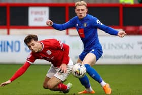 Dean Cornelius in action during Harrogate Town's 0-0 draw at Crewe Alexandra. Pictures: Matt Kirkham