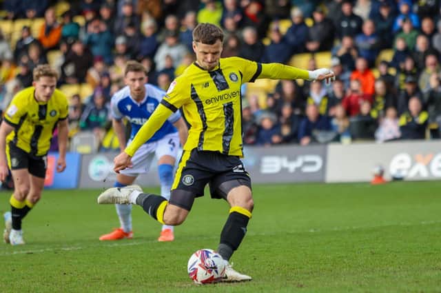 Harrogate Town striker Josh March scored one penalty against Gillingham but should have been awarded another. Pictures: Matt Kirkham