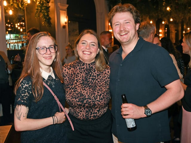 Karlyn Hudson-Long, Fernanda Silvo and Scott Deers enjoying a celebratory drink at the Pickled Sprout in Harrogate