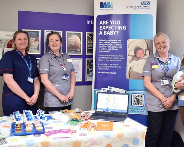 Harrogate and District NHS Foundation Trust's Maternity team with mum Georgina Fogarty and son Freddie. (Picture contributed)