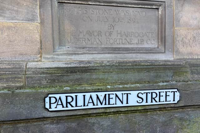 New sign installed - A key feature on one of Harrogate’s most important Victorian streets, Harrogate Advertiser reader Bernard Higgins noticed how “tired” the old street sign on Parliament Street had become over the years. (Picture contributed)